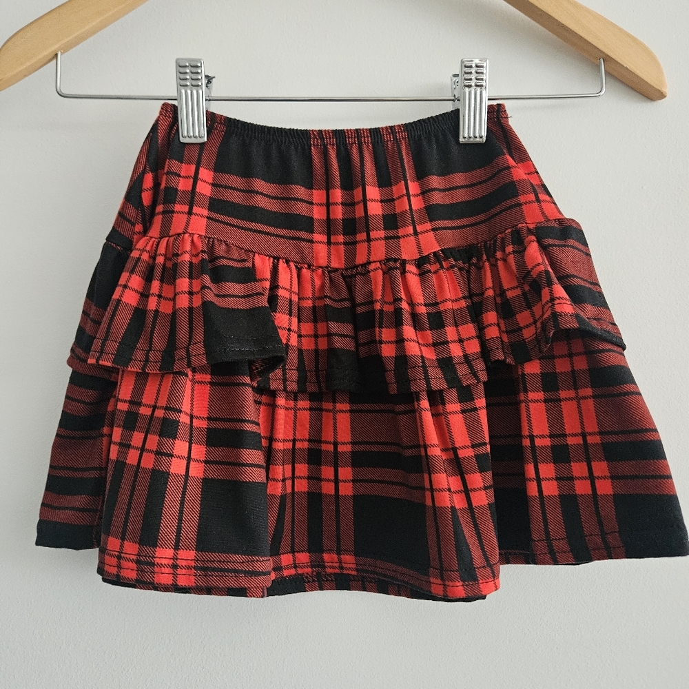 Dori Creations Girls Red Plaid Ruffle Skirt Size 7